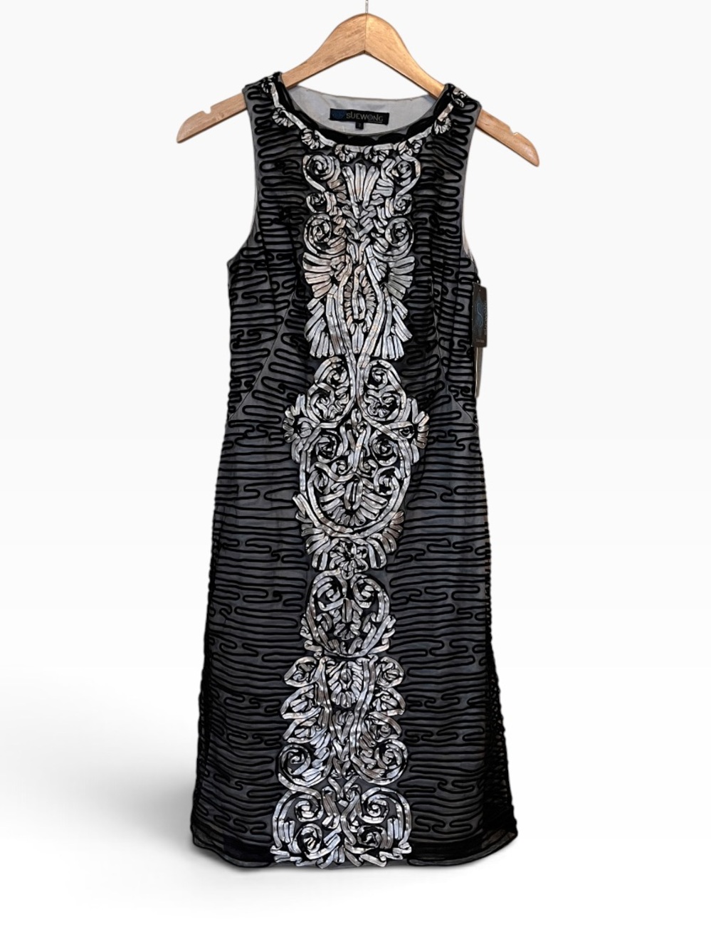 Vintage Sue Wong Nocturne Art Deco Black Cocktail Dress Size 2 NWT Party Y2K